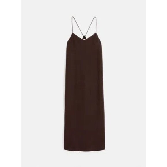 Alex Mill womens Alexis Midi Slip Dress in Lyocell size Large Hickory Brown $225 - Picture 1 of 8